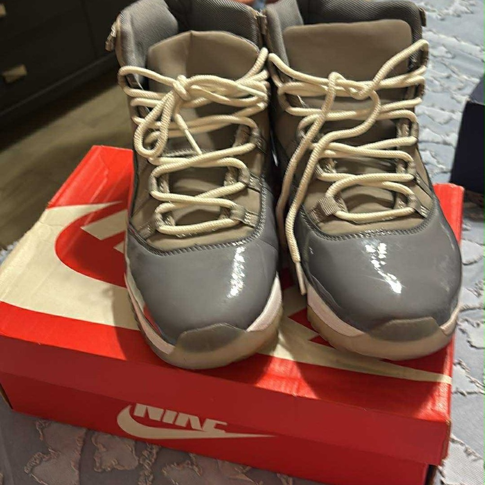 Nike Gray and White High-Top Sneakers